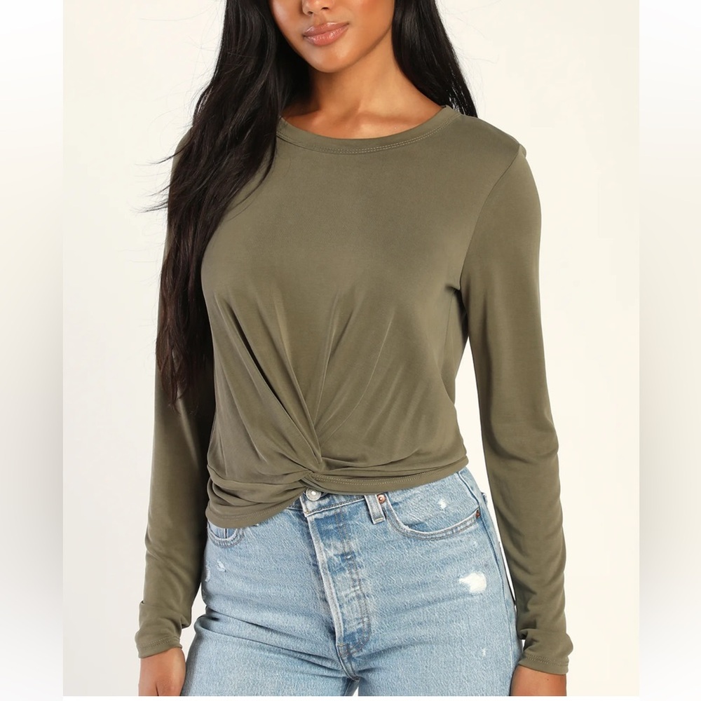 Lulus knot this way Olive green long sleeve top